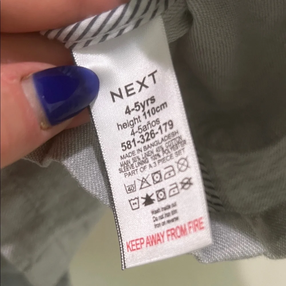 NEXT Toddler Boys Light Gray Blazer Linen Blend Blazer Size 4-5